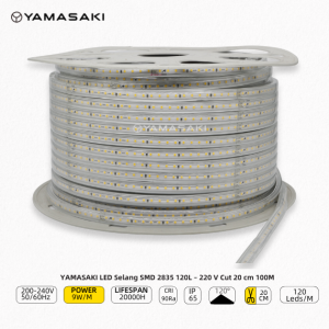 YAMASAKI LED Selang 120L – 220 V Cut 20 cm 100 Meter Premium Quality